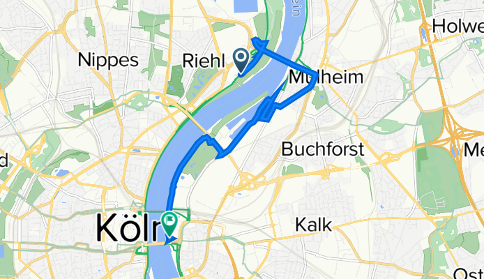 Nippes, Köln nach Kennedy-Ufer 1, Köln