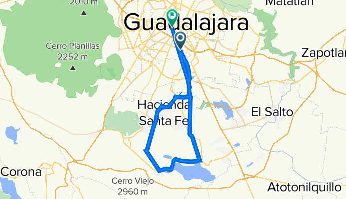 De Avenida Gobernador Luis G. Curiel 3030, Guadalajara a Calle Francia 1693, Guadalajara