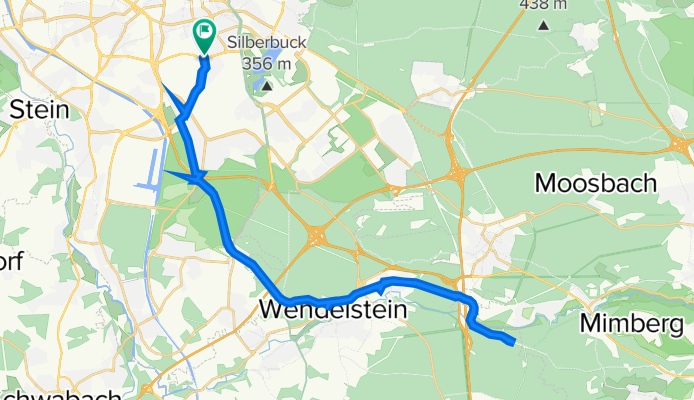 Frankenstraße 145, Nürnberg nach Pillenreuther Straße 165, Nürnberg