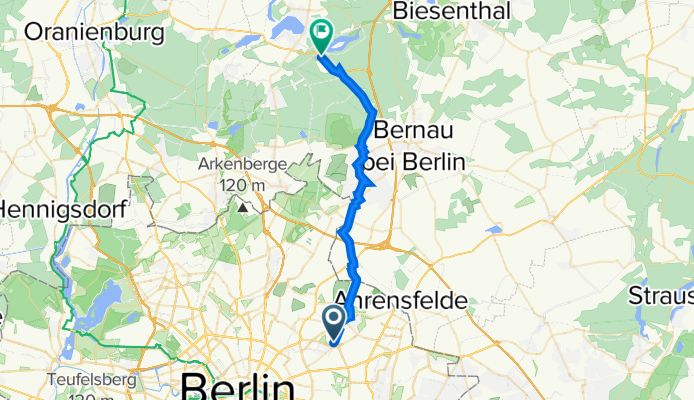 Biesterfelder Straße 17, Berlin nach Wandlitzer Chaussee 150, Bernau bei Berlin