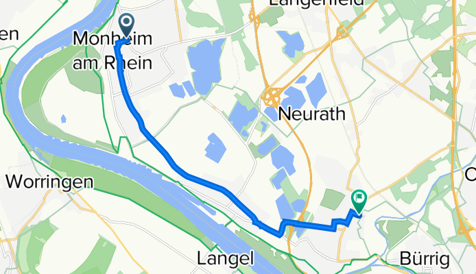 Poststraße 7, Monheim am Rhein nach Katzbachstraße 1, Leverkusen