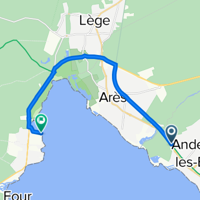 Eurovélo 1 - Atlantique Coast Route, Andernos-les-Bains à 20 Avenue Jane de Boy, Lège-Cap-Ferret