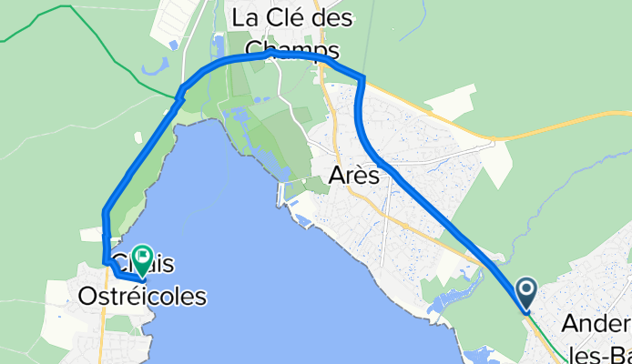 Eurovélo 1 - Atlantique Coast Route, Andernos-les-Bains à 20 Avenue Jane de Boy, Lège-Cap-Ferret