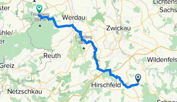 Schneeberger Straße 24, Kirchberg nach Teichwolframsdorfer Straße 28, Langenbernsdorf