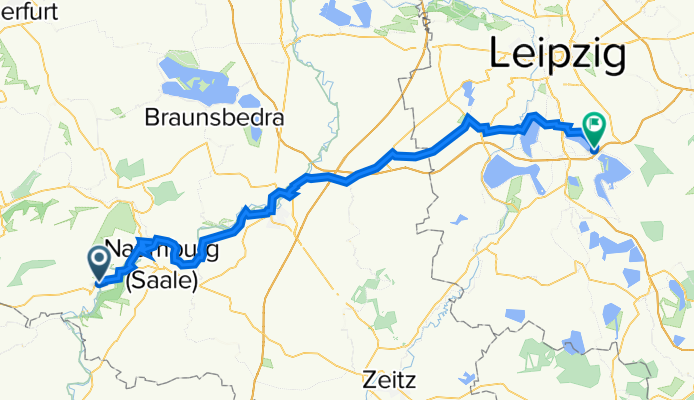 Route von Bad Kösen, Kaufhalle, Naumburg (Saale)
