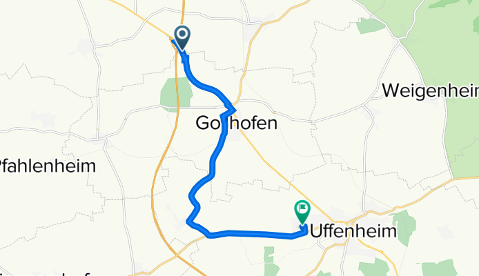 B13, Gollhofen nach Willy-Brandt-Straße 6A, Uffenheim