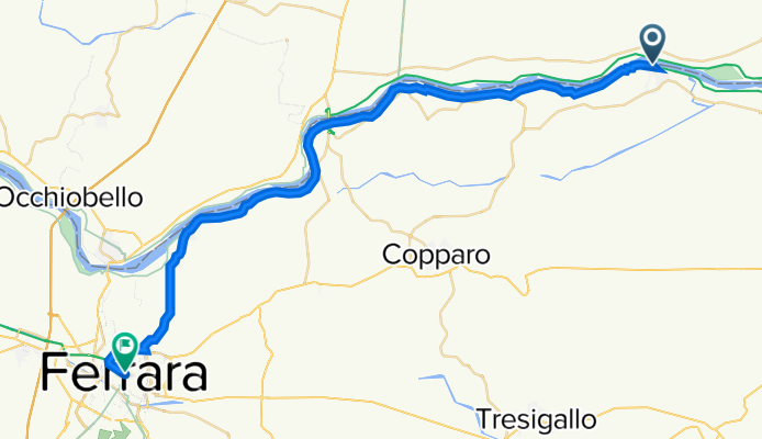 Ciclabile FE20, Riva del Po nach Largo Castello 14, Ferrara