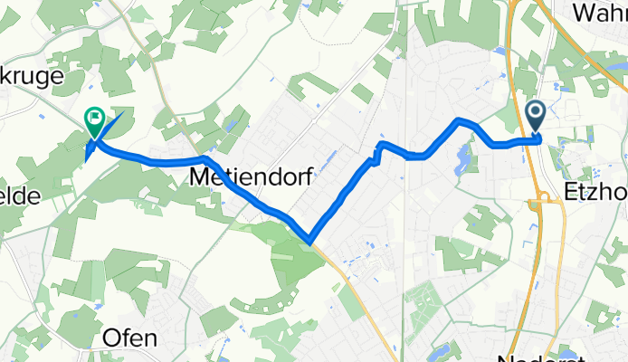 Wilhelmshavener Heerstraße 325, Oldenburg nach Alter Postweg 41–43, Wiefelstede