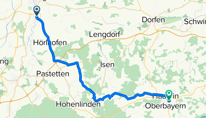Erlenstraße 34, Erding nach Hauptstraße 9, Haag in Oberbayern