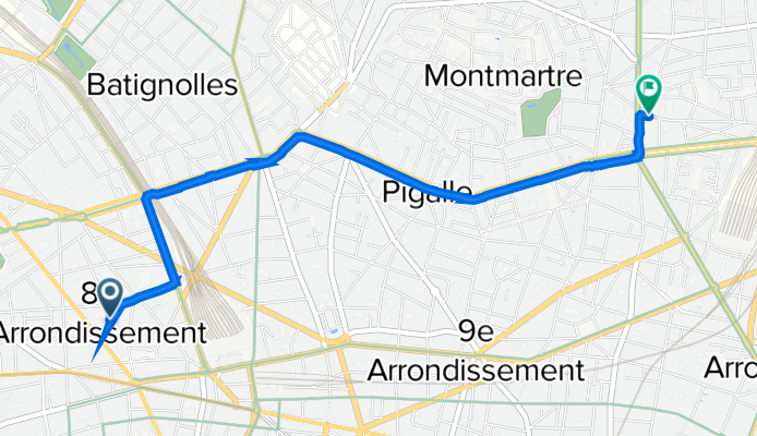 De Rue du Général Foy 7, Paris à Rue de la Goutte d'Or 54, Paris