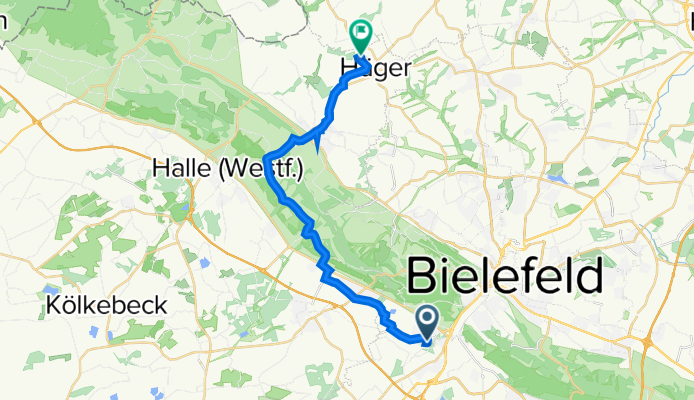 Ludwigstraße 13, Bielefeld nach Hägerstraße 24, Werther (Westfalen)