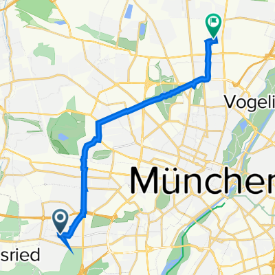 Gräfelfinger Straße 58, München nach Hufelandstraße 13-15, München