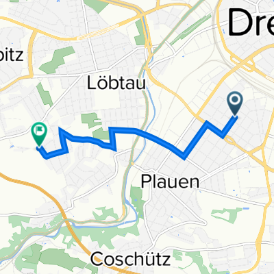 Bernhardstraße 18, Dresden nach Darmstädter Straße 55, Dresden