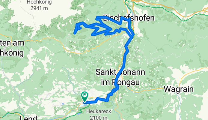Schwarzach-&gt;Mitterghütten über Haidberg Arthurhaus über Gainfeld Bischofshofen -&gt; Schwarzach
