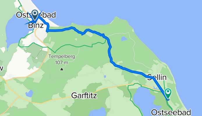 Jasmunder Straße 15, Binz nach Friedrich-von-Hagenow-Straße 3, Sellin