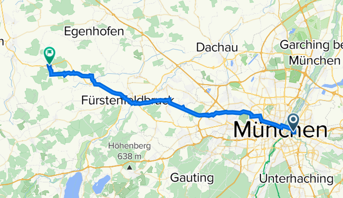 Einsteinstraße 62, München nach Oberdorfer Straße 2, Althegnenberg