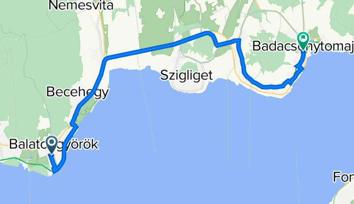 Temető utca 1., Balatongyörök to Római út, Badacsonytomaj