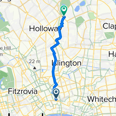 10A Leather Lane, London to 24 Finsbury Park Road, London