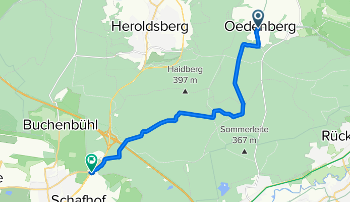 Oedenberger Hauptstraße 2, Lauf an der Pegnitz nach Thurn-und-Taxis-Straße 10, Nürnberg