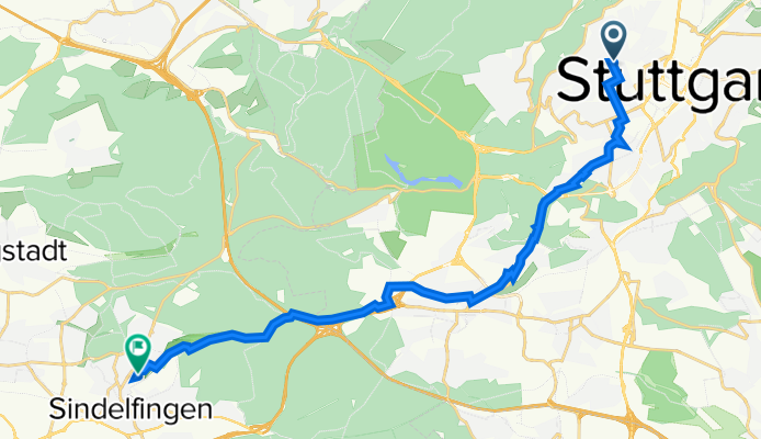 Kornbergstraße 29, Stuttgart to Sommerhofenpark 3, Sindelfingen