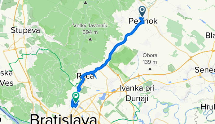 Mladoboleslavská 1114/5, Pezinok to Pluhová 966/46, Bratislava