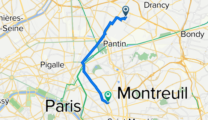 2 Rue Averroès, Bobigny à 6 Rue de Bagnolet, Paris