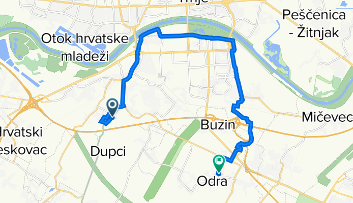 Ulica doktor Luje Naletilića 55A, Zagreb to Đačka ulica 11, Odra