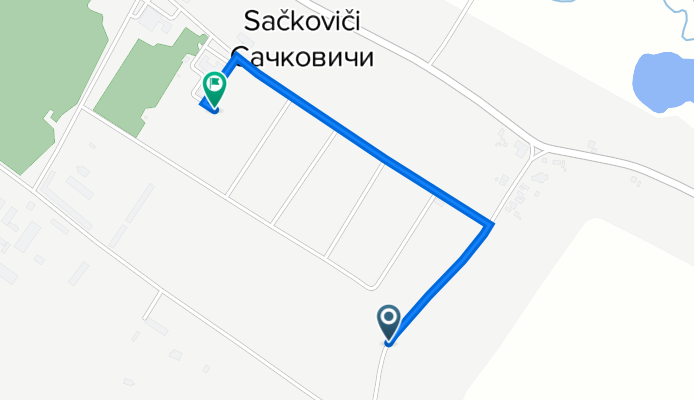 От Полевая улица, Сачковичи до Октябрьская улица 108, Сачковичи