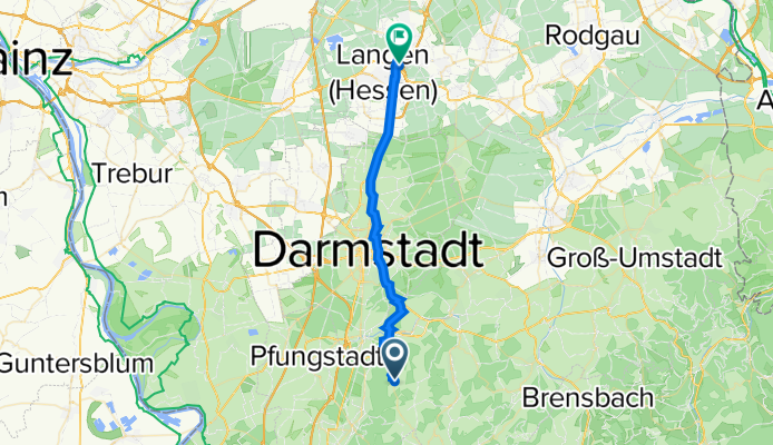Am Pechkopf 5, Mühltal nach Röntgenstraße 22, Langen (Hessen)
