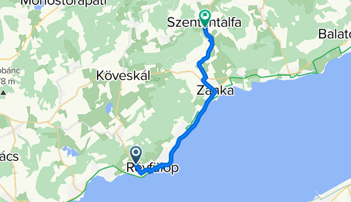 Káli út 96., Révfülöp to Fő út 81., Szentantalfa