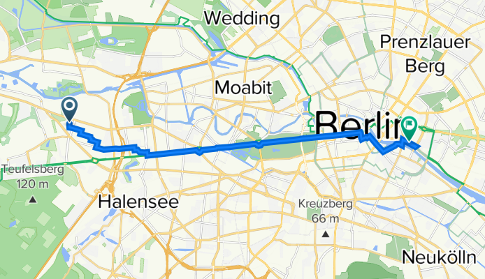 Reußallee 3–11, Berlin nach Holzmarktstraße 52, Berlin