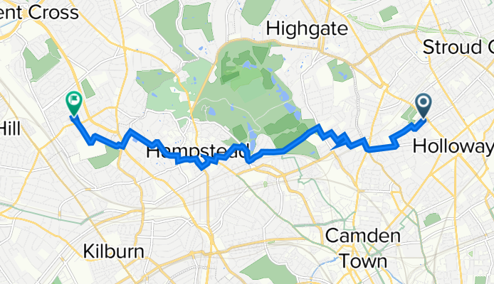 1 Tavistock Ter, London to 45 Caddington Road, London