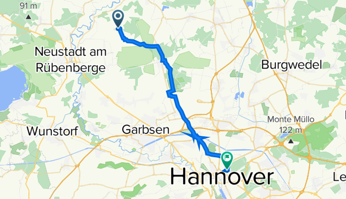 Auf dem Borngrund 165, Neustadt am Rübenberge nach Große Pfahlstraße 11, Hannover