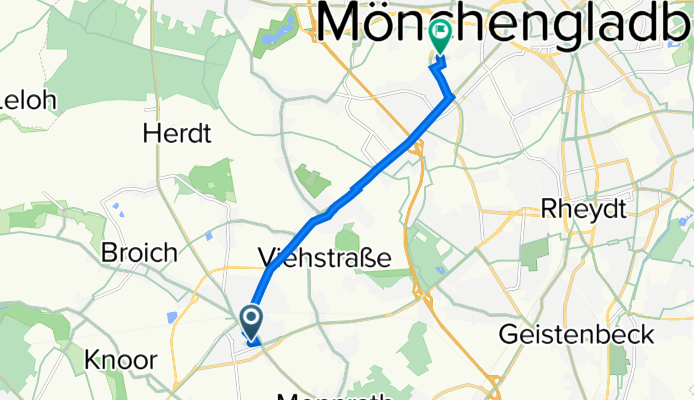 St-Peter-Straße 24, Mönchengladbach to Weidenstraße 27, Mönchengladbach