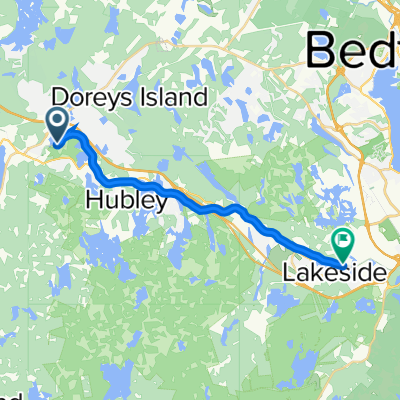 Route to 22 Lakeside Park Dr, Halifax