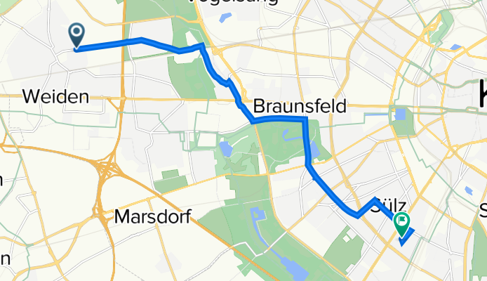 Kölner Straße 50 nach Siebengebirgsallee 40, Köln