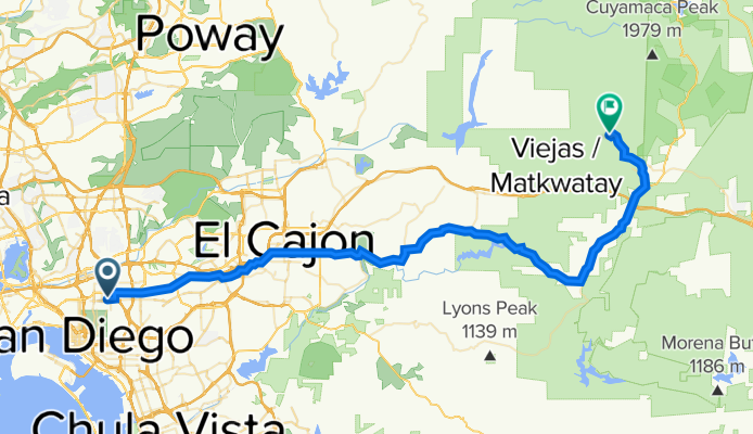 3969 Idaho St, San Diego to 10926–11330 Boulder Creek Rd, Descanso
