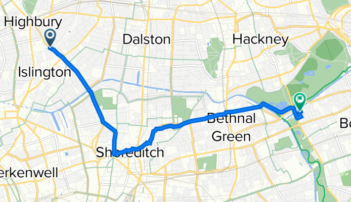 35 Canonbury Road, London to 75 Chisenhale Road, London