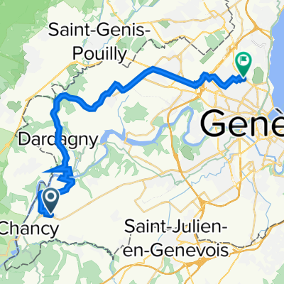 Route de Chancy 500, Chancy à Avenue De-Budé 2–8, Genève