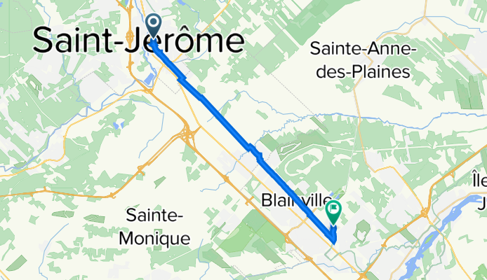 De Place de la Gare 800, Saint-Jérôme à Chemin de la Côte-Saint-Louis Est 122, Blainville
