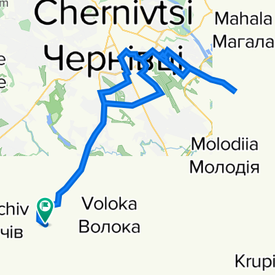 От вул. Сторожинецька, Великий Кучурів до вул. Сторожинецька, Великий Кучурів