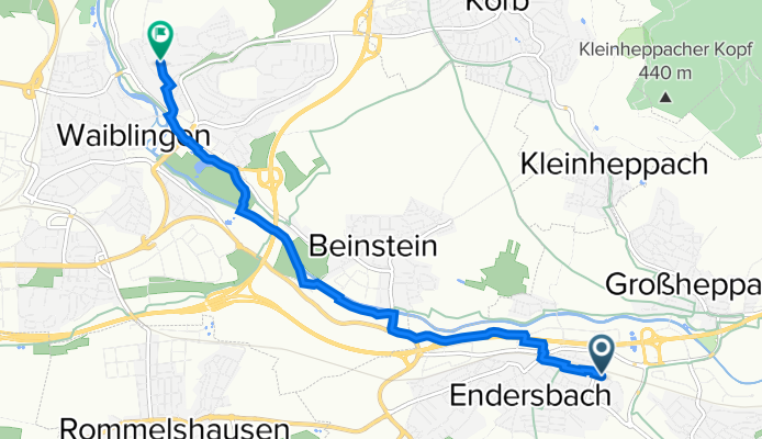Raiffeisenstraße 6, Weinstadt nach Oberer Rosberg 19, Waiblingen
