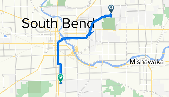 2701 Eisenhower Ave, South Bend to 135 E Victoria St, South Bend