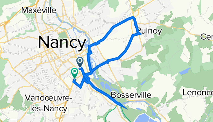 De Boulevard Lobau 127, Nancy à Route de Mirecourt 3, Nancy