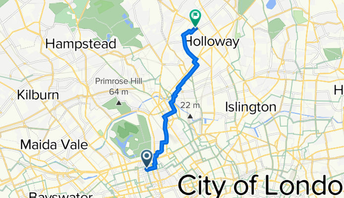 98 Harley St, London to 3 Tavistock Ter, London