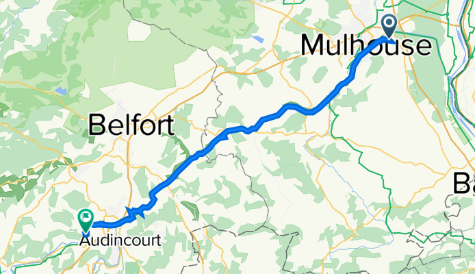 1 Petit Chemin de Sausheim, Rixheim to 56 Rue du Général de Gaulle, Bart