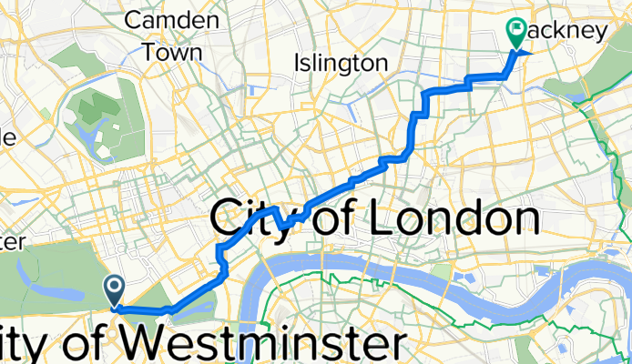 Hyde Park Corner Station, Knightsbridge, London to 56 The Vicarage, Lamb Lane, London