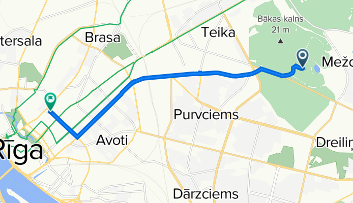 Mežciems, Riga to Skolas iela 14, Riga
