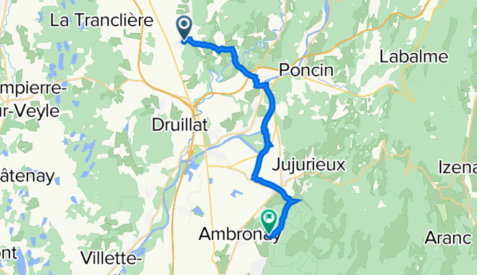 De Chemin du Crozat 125, Saint-Martin-du-Mont à Sur Chazaux 80, Ambronay