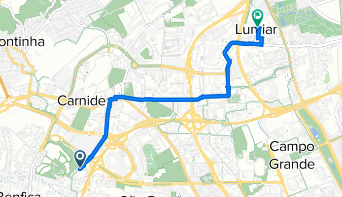 De Avenida do Colégio Militar 30A, Lisboa a Rua Mário Sampaio Ribeiro 1600, Lisboa